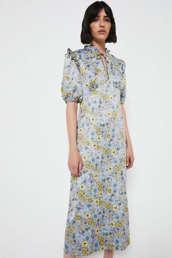 Warehouse Midi Dress In Floral With Frill Hem 4