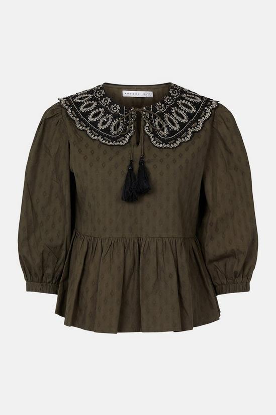 Warehouse Dobby Top With Embellished Collar 5