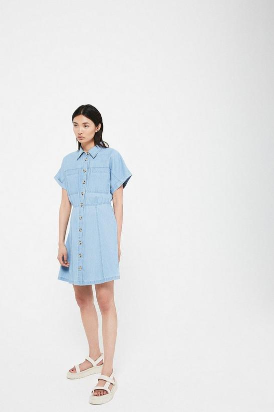 Warehouse Denim Pocket Front Mini Shirt Dress 1