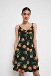 Warehouse Printed Ruched Front Cami Short Dress thumbnail 4