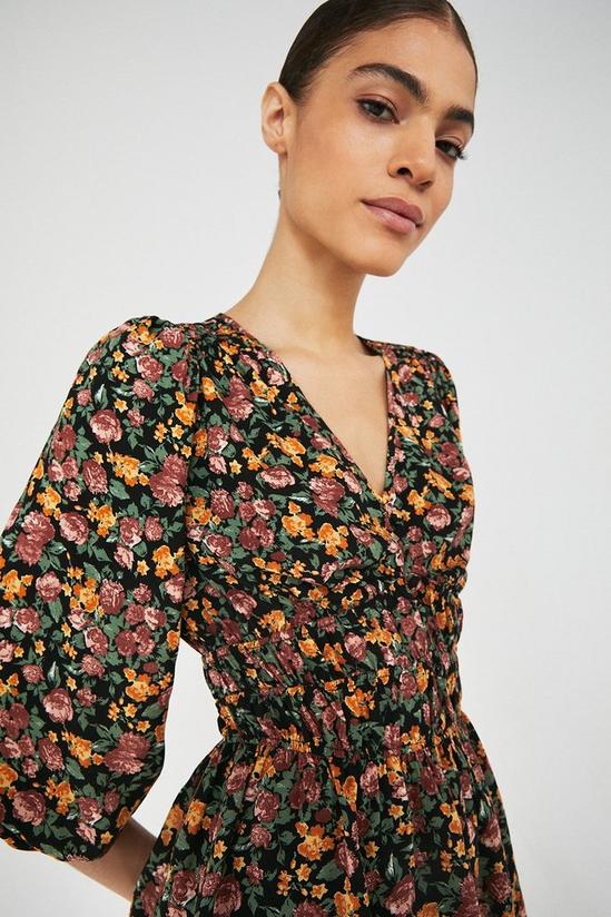 Warehouse Shirred Waist Blouse In Floral 1