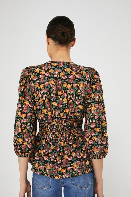 Warehouse Shirred Waist Blouse In Floral 3