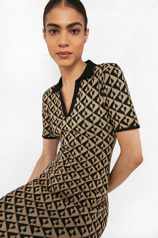 Warehouse Geo Jacquard Collared Knit Dress 2