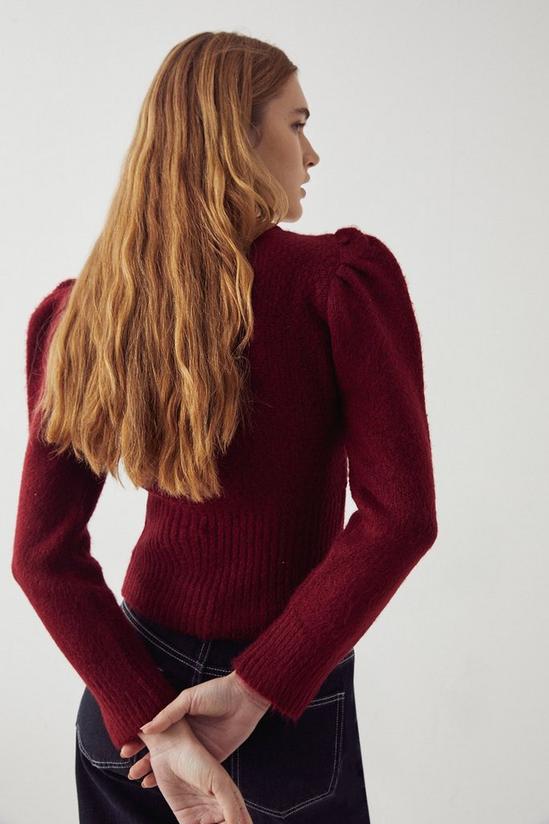 Warehouse Puff Sleeve Bobble And Cable Knit Jumper 3