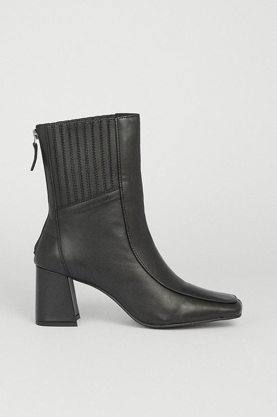 Warehouse Real Leather Zip Back Heeled Boot 1