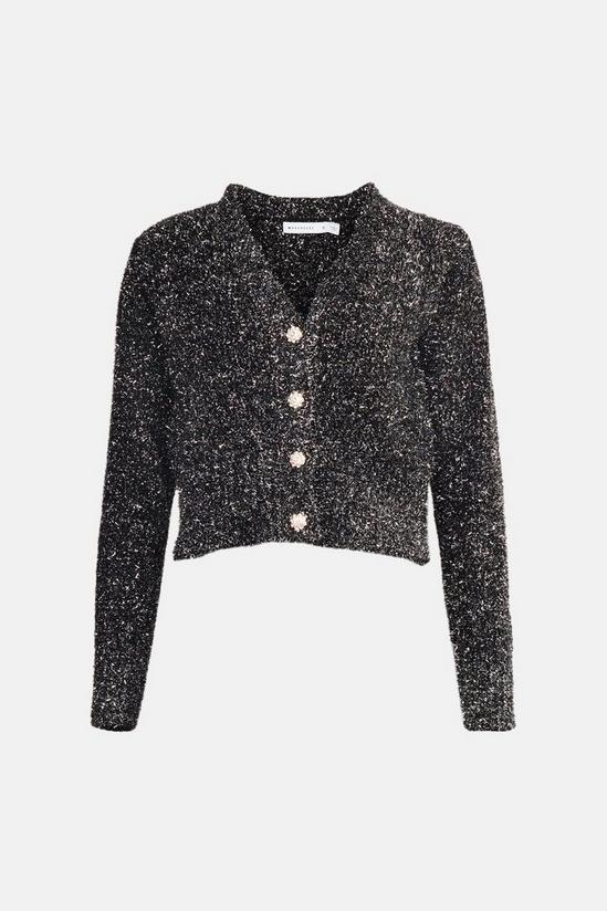 Warehouse Cropped Tinsel Knitted Cardigan 4