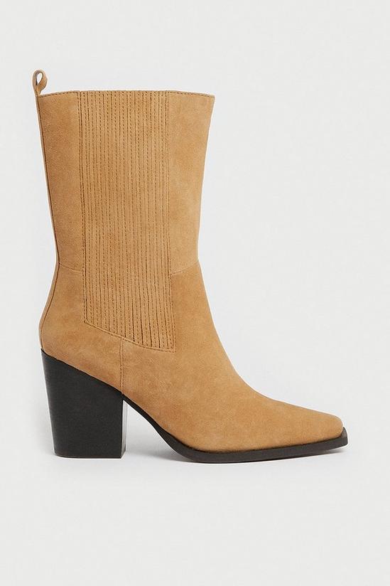 Warehouse Real Suede Mid Calf Western Boot 1