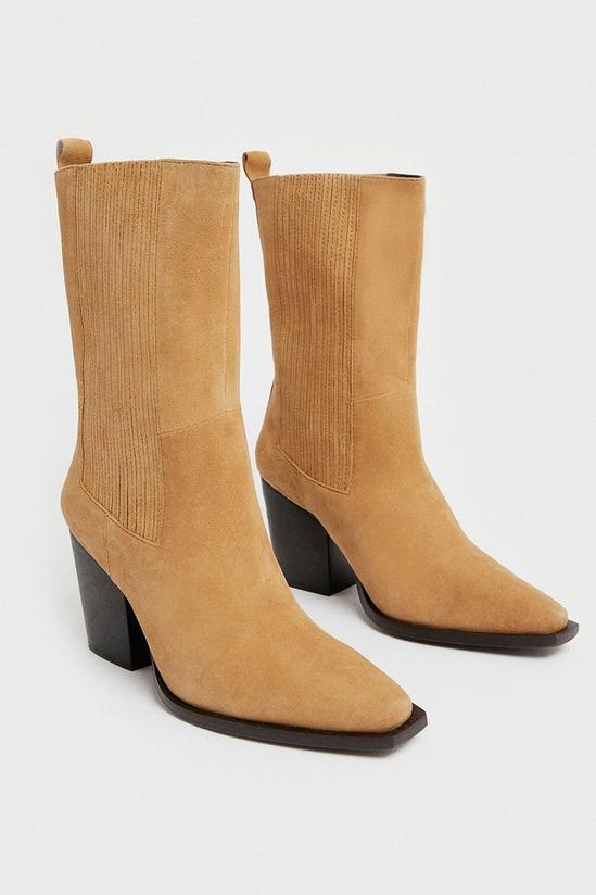 Warehouse Real Suede Mid Calf Western Boot 2