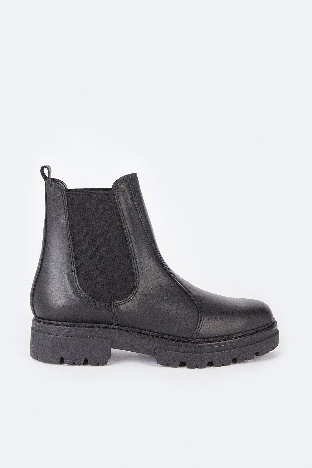 Boots | Leather Seamed Chunky Chelsea Boot | Warehouse