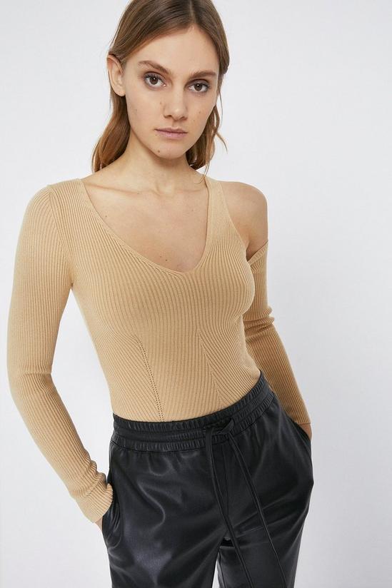 Warehouse Strappy Cut Out Ribbed Jumper 2