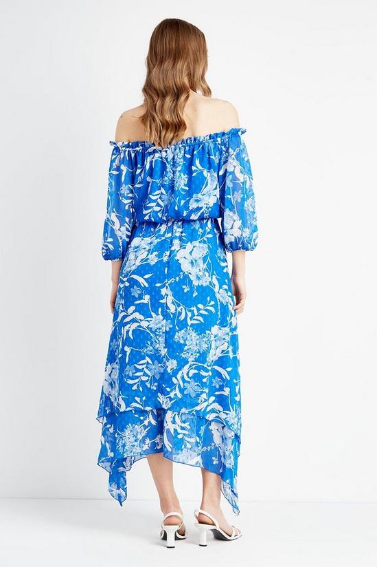 Wallis Blue Floral Off Shoulder Tiered Midi Dress 3