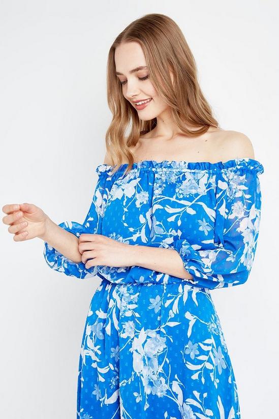 Wallis Blue Floral Off Shoulder Tiered Midi Dress 4