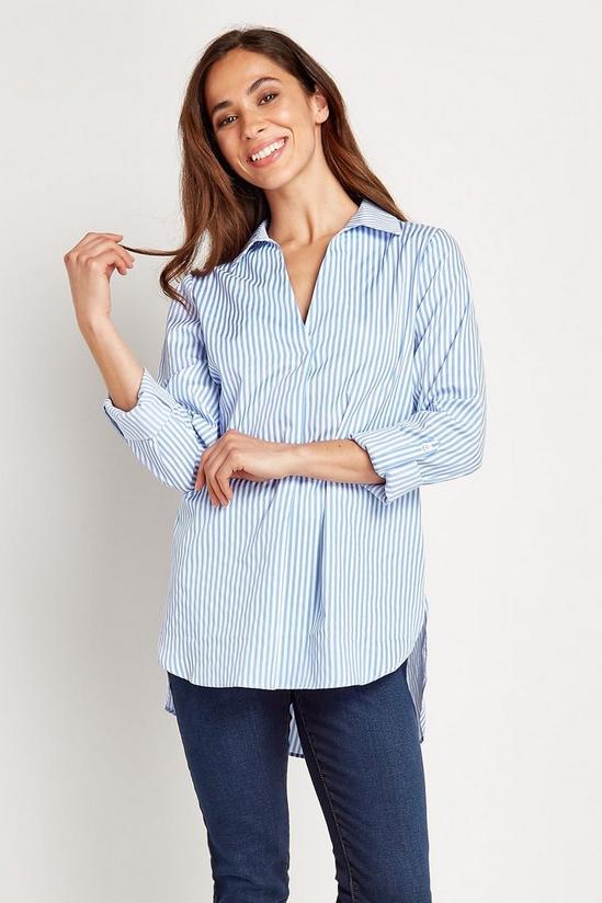 Wallis Blue Poplin Stripe Relaxed Shirt 1