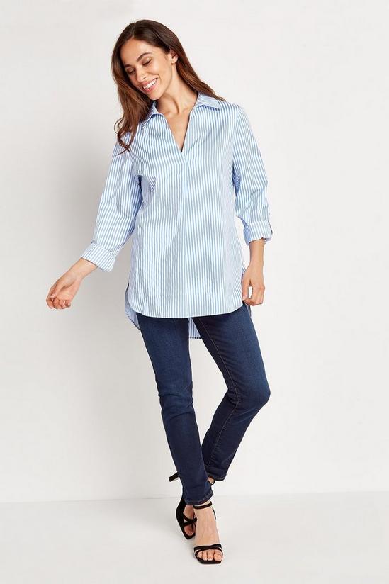 Wallis Blue Poplin Stripe Relaxed Shirt 2
