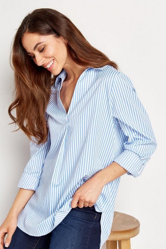 Wallis Blue Poplin Stripe Relaxed Shirt 4