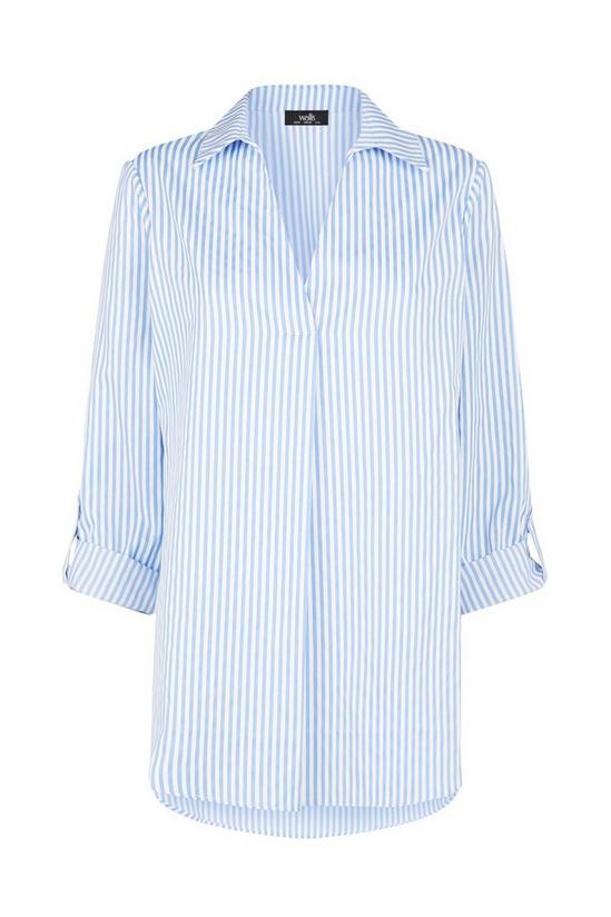Wallis Blue Poplin Stripe Relaxed Shirt 5