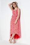 Wallis Ditsy Floral Red Pink Chiffon Ruffle Dress thumbnail 2