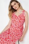 Wallis Ditsy Floral Red Pink Chiffon Ruffle Dress thumbnail 4