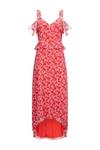 Wallis Ditsy Floral Red Pink Chiffon Ruffle Dress thumbnail 5