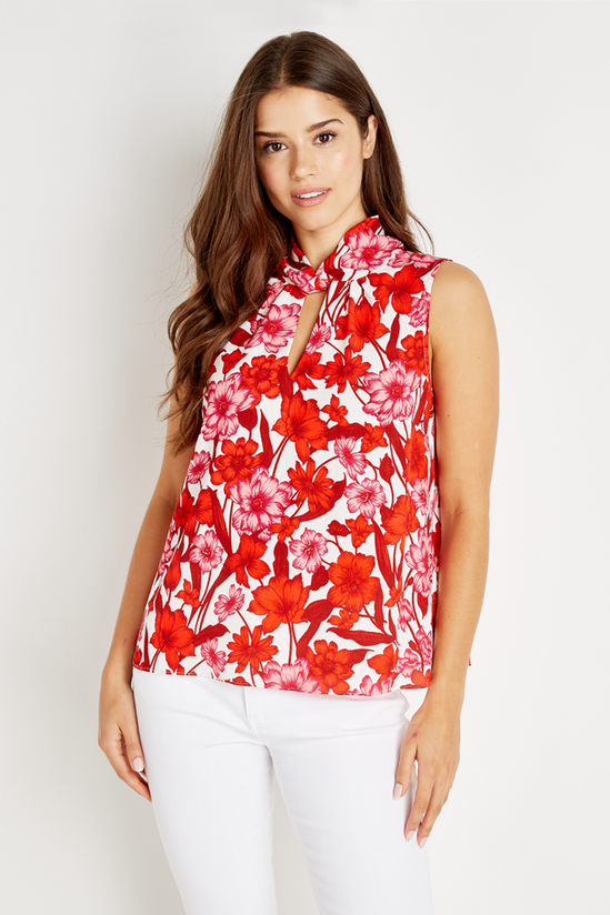 Wallis Red and Pink Floral Halter Top 1