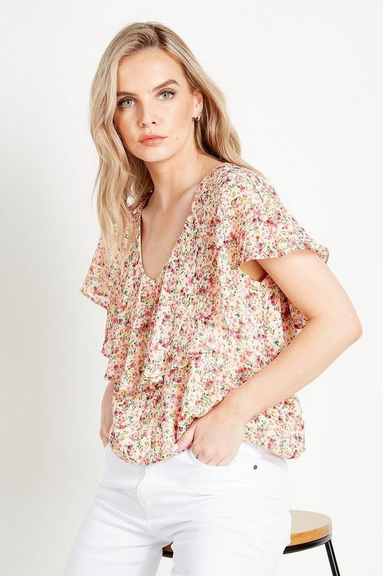 Wallis Petite Ditsy Floral Dobby Cape Sleeve Top 1