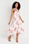 Wallis Ivory & Pink Floral Pleated Halterneck Dress thumbnail 1