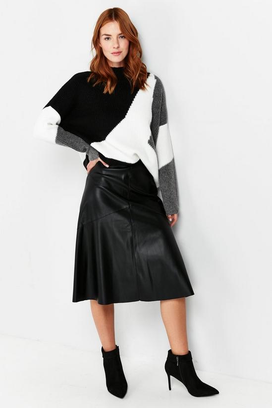 BR Monogram Black Textured Faux Leather Skirt