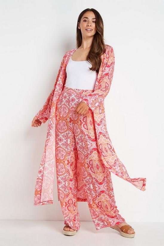 Wallis Pink Paisley Long Line Kimono Jacket 1