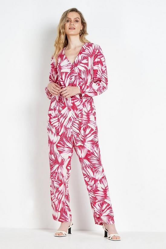 Wallis Tall Pink Palm Wrap Jumpsuit 1