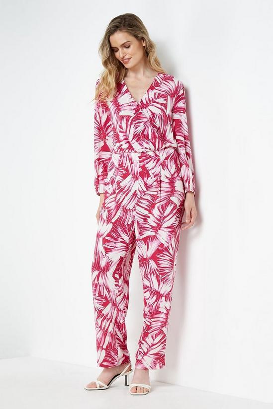 Wallis Tall Pink Palm Wrap Jumpsuit 2