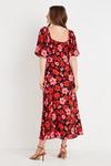 Wallis Tall Black and Red Floral Square Neck Dress thumbnail 3