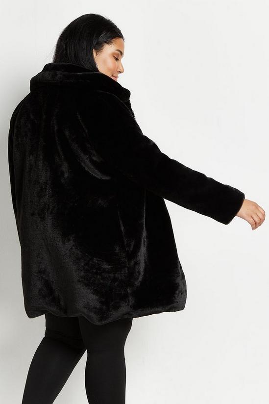 Wallis Curve Black Faux Fur Midi Coat 3