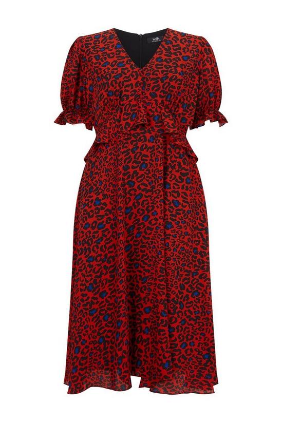 Wallis Red Animal Blouson Sleeve Midi Dress 5