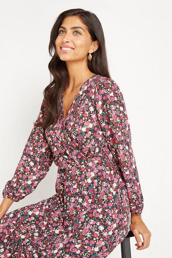 Wallis Berry Ditsy Floral Tiered Wrap Dress 1