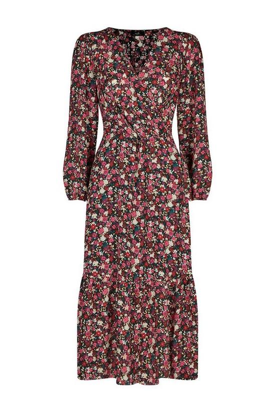 Wallis Berry Ditsy Floral Tiered Wrap Dress 5