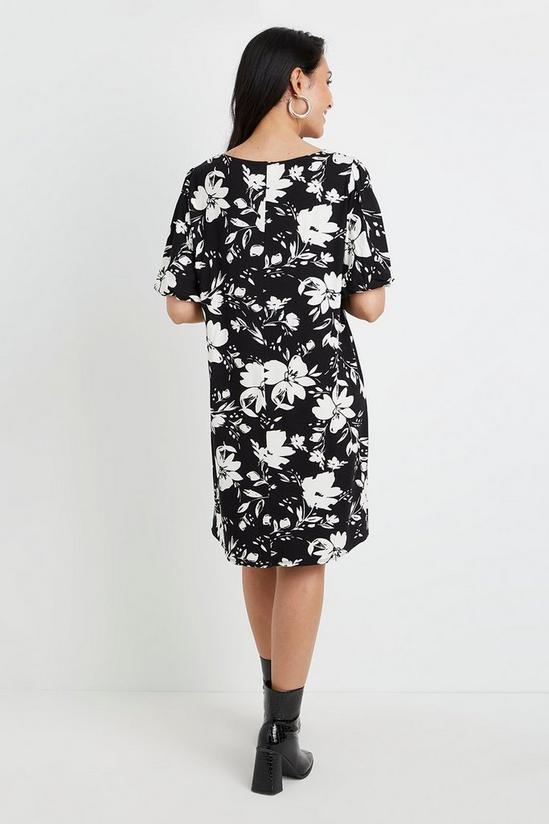 Wallis Petite Black Floral Puff Sleeve Shift Dress 3