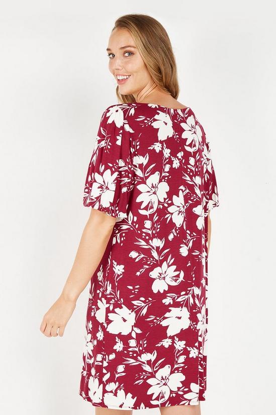 Wallis Berry Floral Puff Sleeve Shift Dress 3