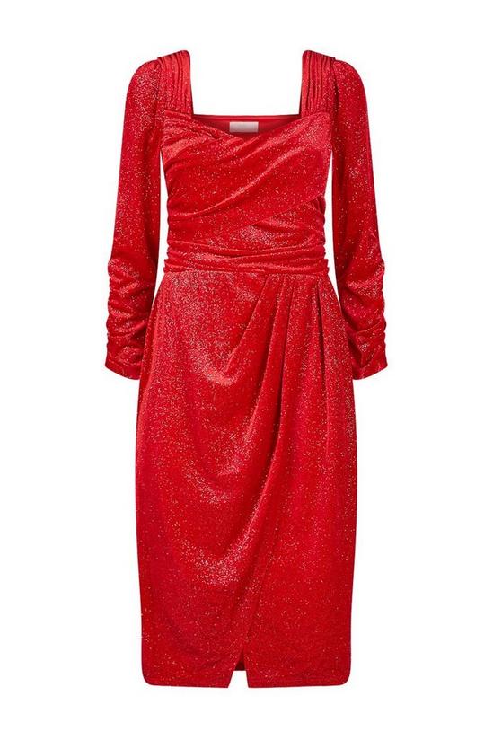 Wallis Petite Red Glitter Velvet Body Con Dress 5