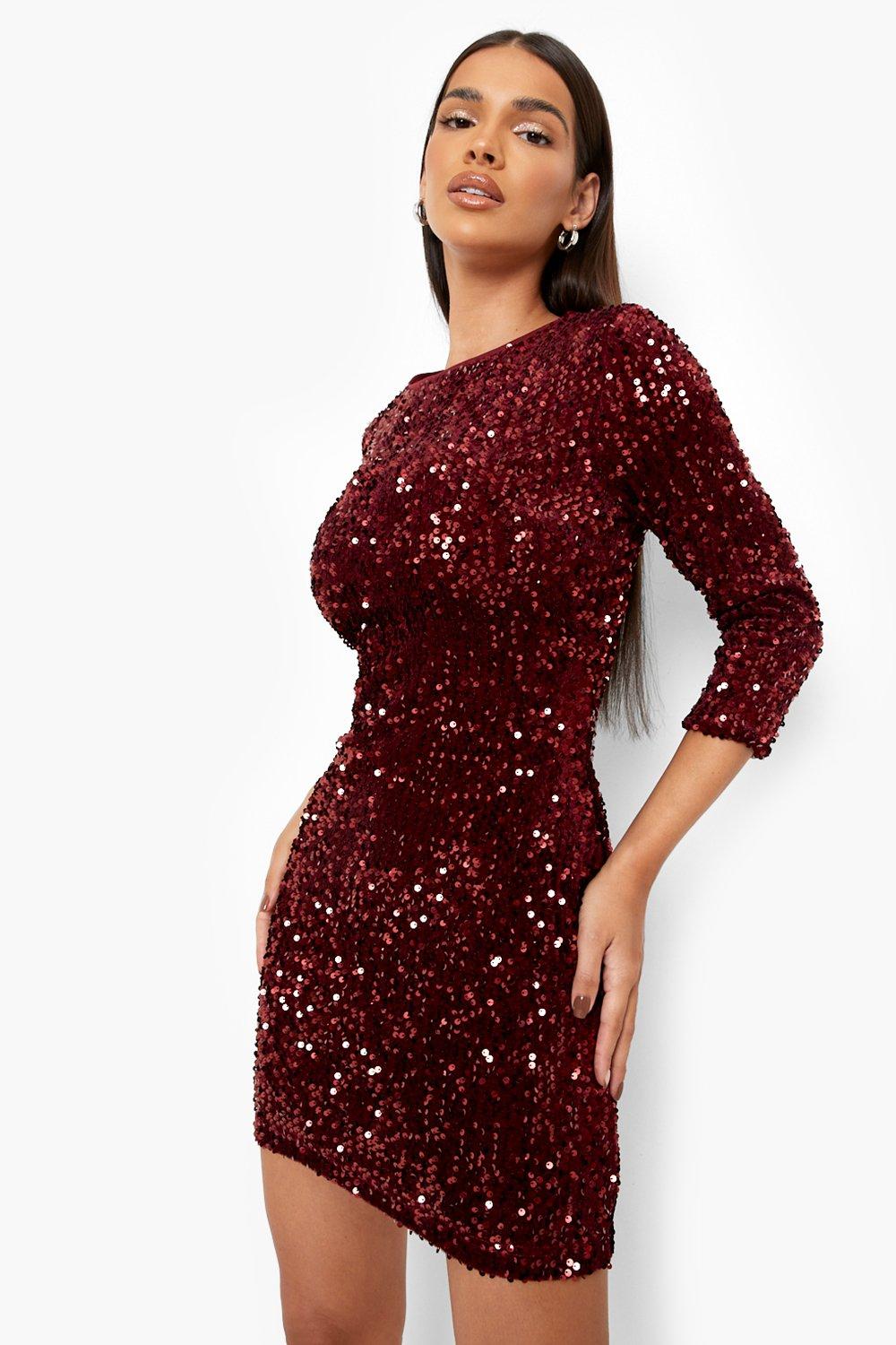 Sequin Long Sleeve Bodycon Party Dress