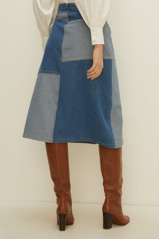 Oasis Patched Denim Midi A Line Skirt 3