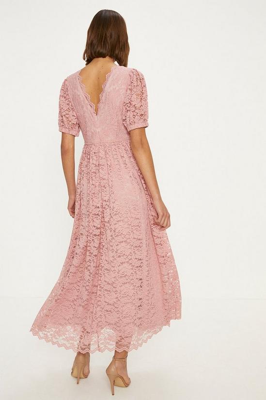 Oasis Lace Puff Sleeve V Neck Midaxi Dress 3
