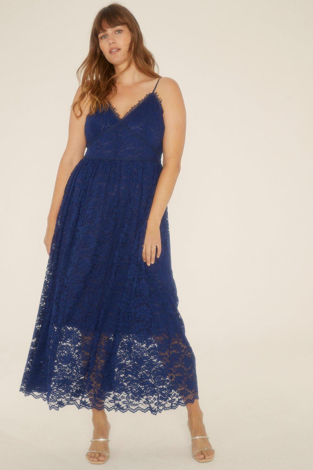 Plus Size Strappy Lace Midaxi Dress
