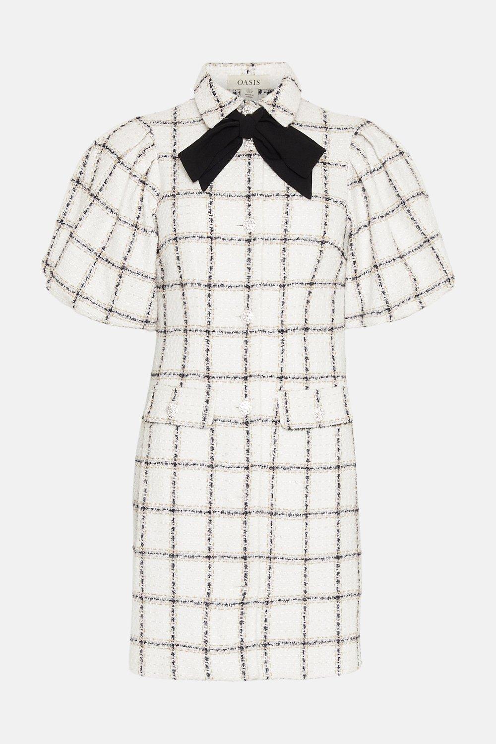 Tweed Mini Dress - Black/White Houndstooth - & Other Stories