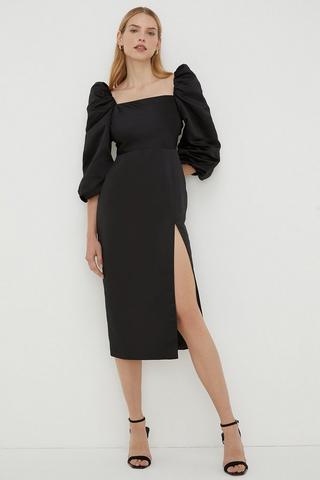 Product Rachel Stevens Petite Volume Sleeve Split Dress black