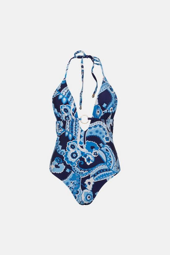 Oasis Tonal Retro Floral Ring Halter Swimsuit 4