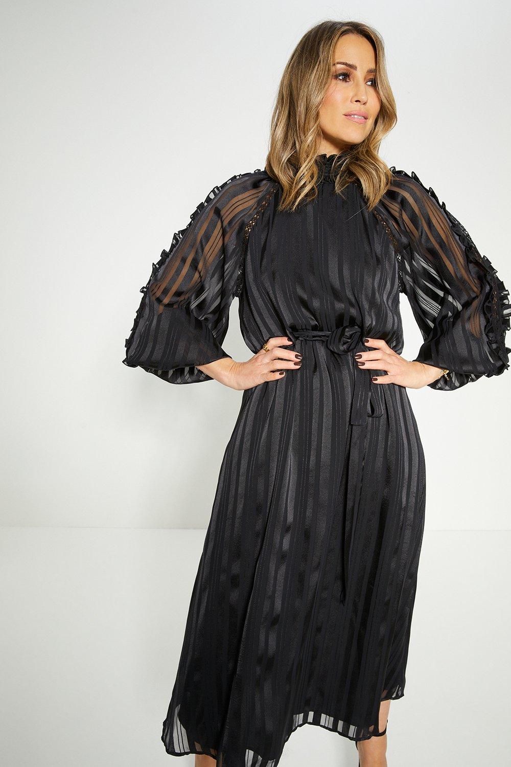 Rachel Stevens Satin Lace Trim Midi Dress