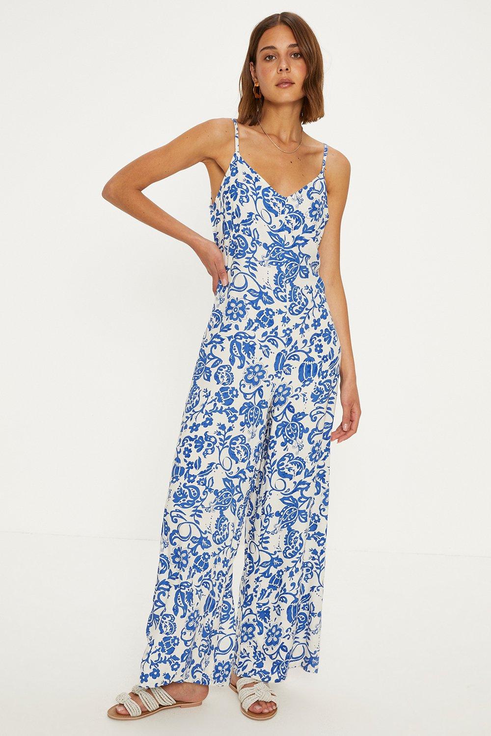 Paisley Print Strappy Jumpsuit