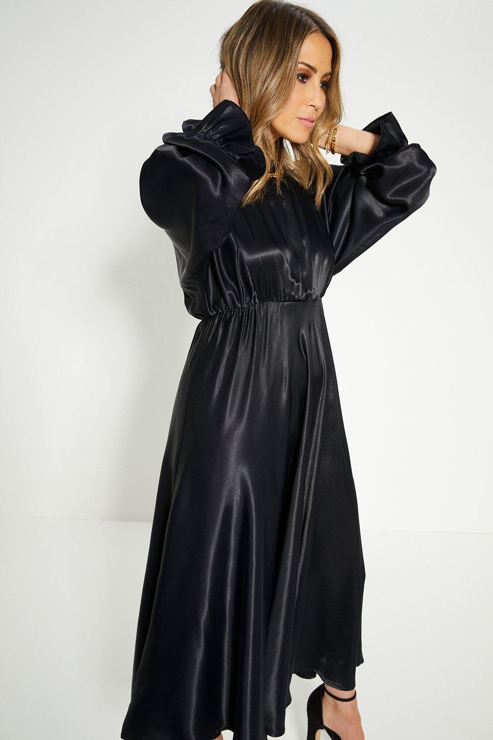 Rachel Stevens Satin Blouson Midi Dress