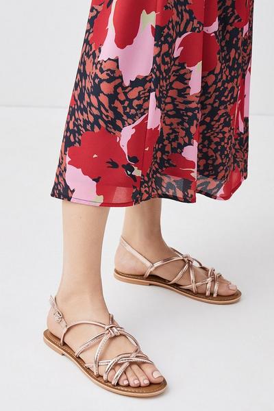 Leather Knot Flat Sandals