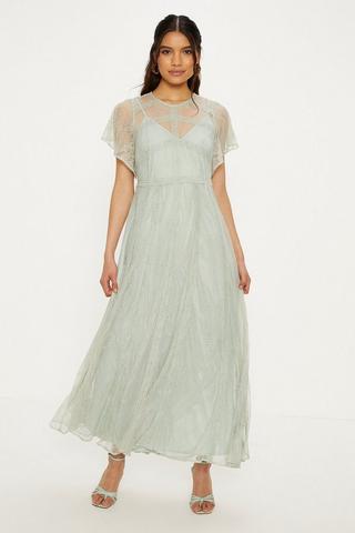Product Premium Delicate Lace Maxi Bridesmaids Dress light green
